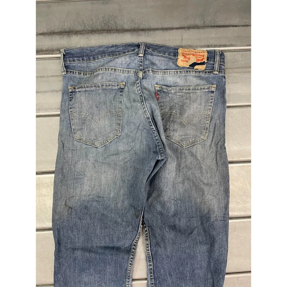 Levis 514‎ Jeans Mens 33X32 Blue Medium Wash Denim Straight Leg Distressed